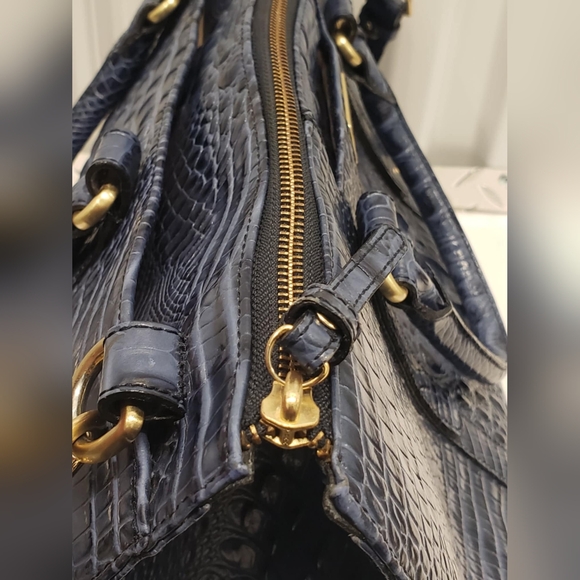 BRAHMIN Duxbury Weekender Leather Travel Bag Blue Melbourne - Picture 11 of 16